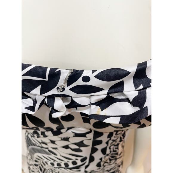 Nina Austin Silk Beaded Abstract Black and White Dress Large - Picture 13 of 16